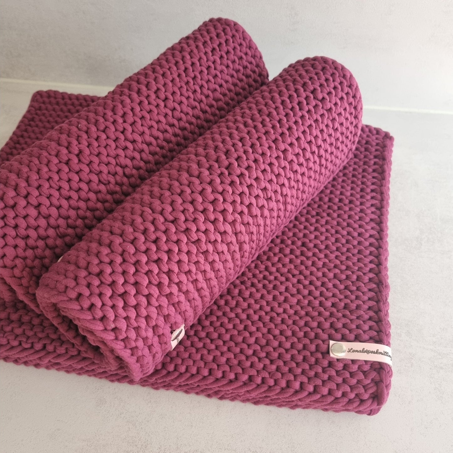 Tischsets Platzsets Gr. L Untersetzer Tischdeko gestrickt Baumwolle 100% recycelt