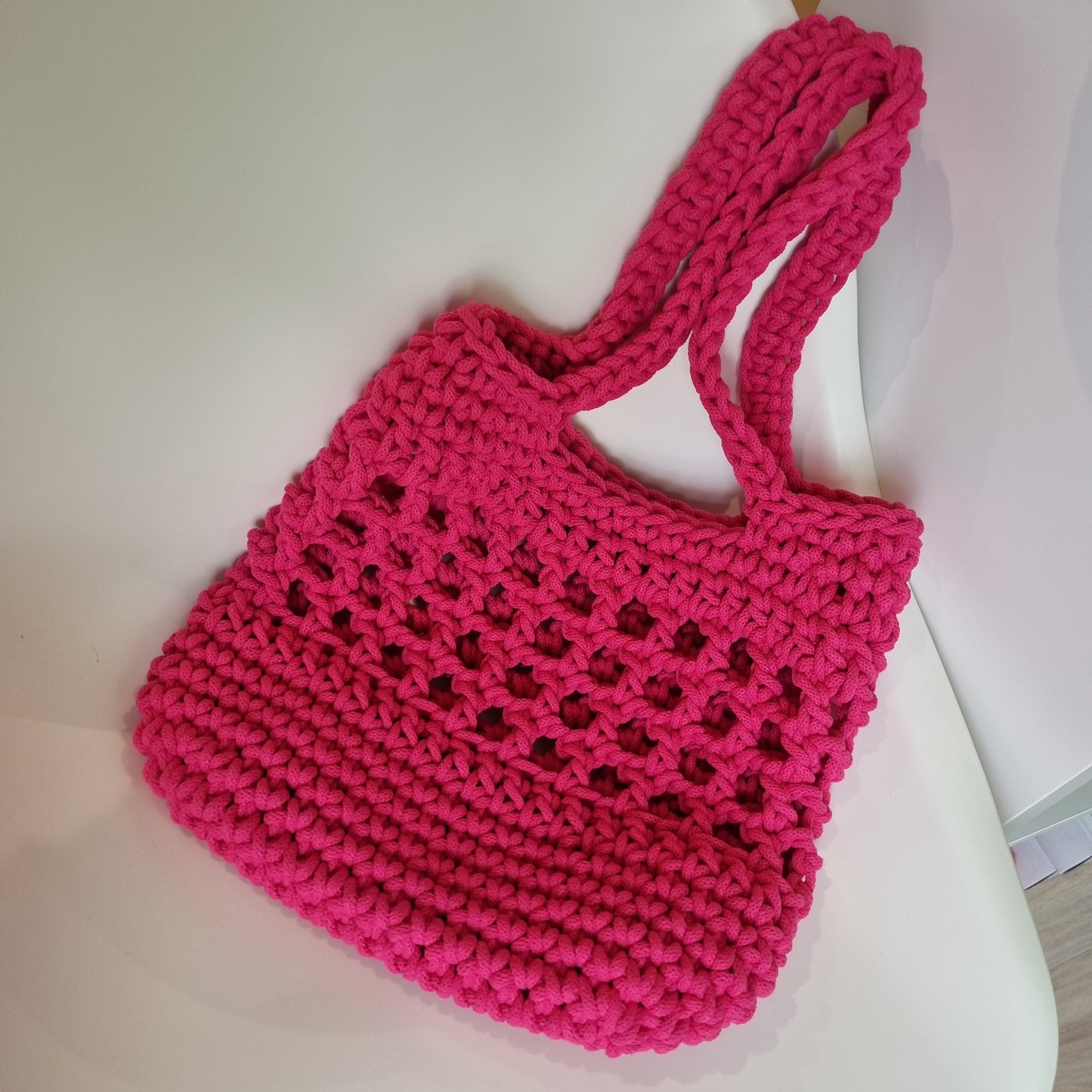 Strandtasche Sommertasche gehäkelt aus recycelten Öko-Tex Baumwolle