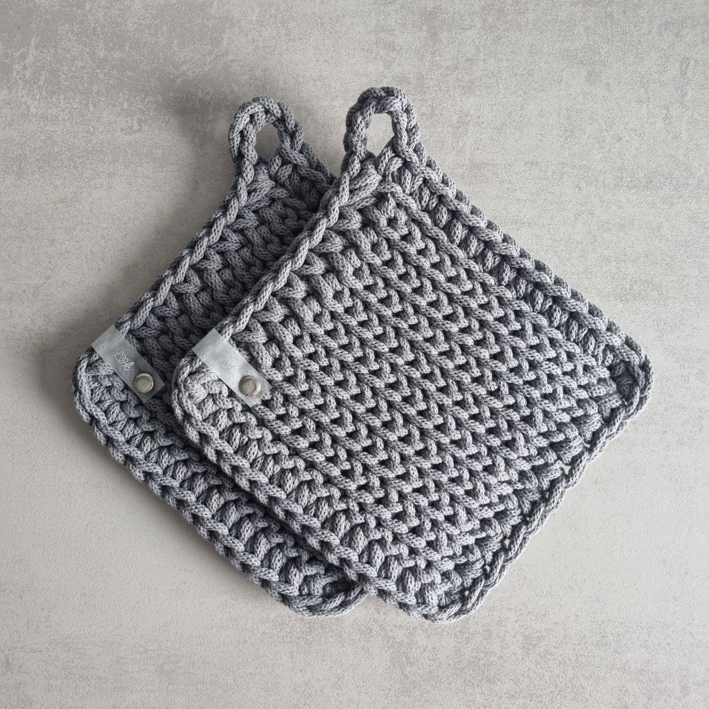 2er Set gehäkelte Topflappen Topfuntersetzer aus recycelten Baumwolle Untersetzer für die Küche