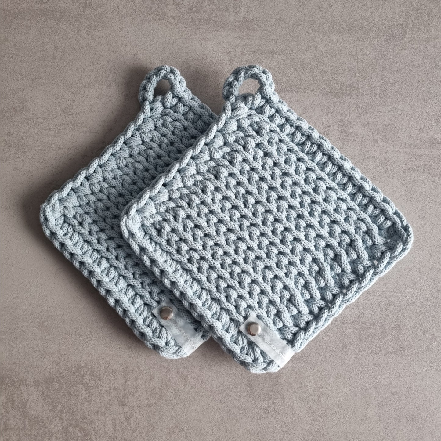 2er Set gehäkelte Topflappen Topfuntersetzer aus recycelten Baumwolle Untersetzer für die Küche