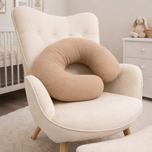 Stillkissen U-Form Musselin mit abnehmbaren Bezug – ergonomisches Mondstillkissen