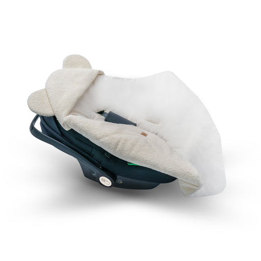 Einschlagdecke Teddystoff Bouclé Teddyohren – ideal für jede Autoschale