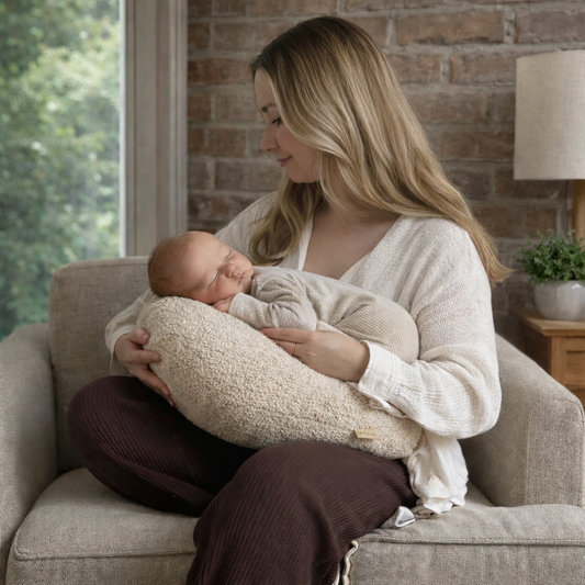 Stillkissen U-Form Teddystoff Bouclé mit abnehmbaren Bezug – ergonomisches Mondstillkissen