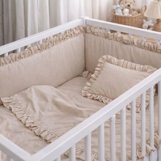 Bettumrandung Rüschen für Baby- und Beistellbetten – Hochwertig & Oeko-Tex zertifiziert