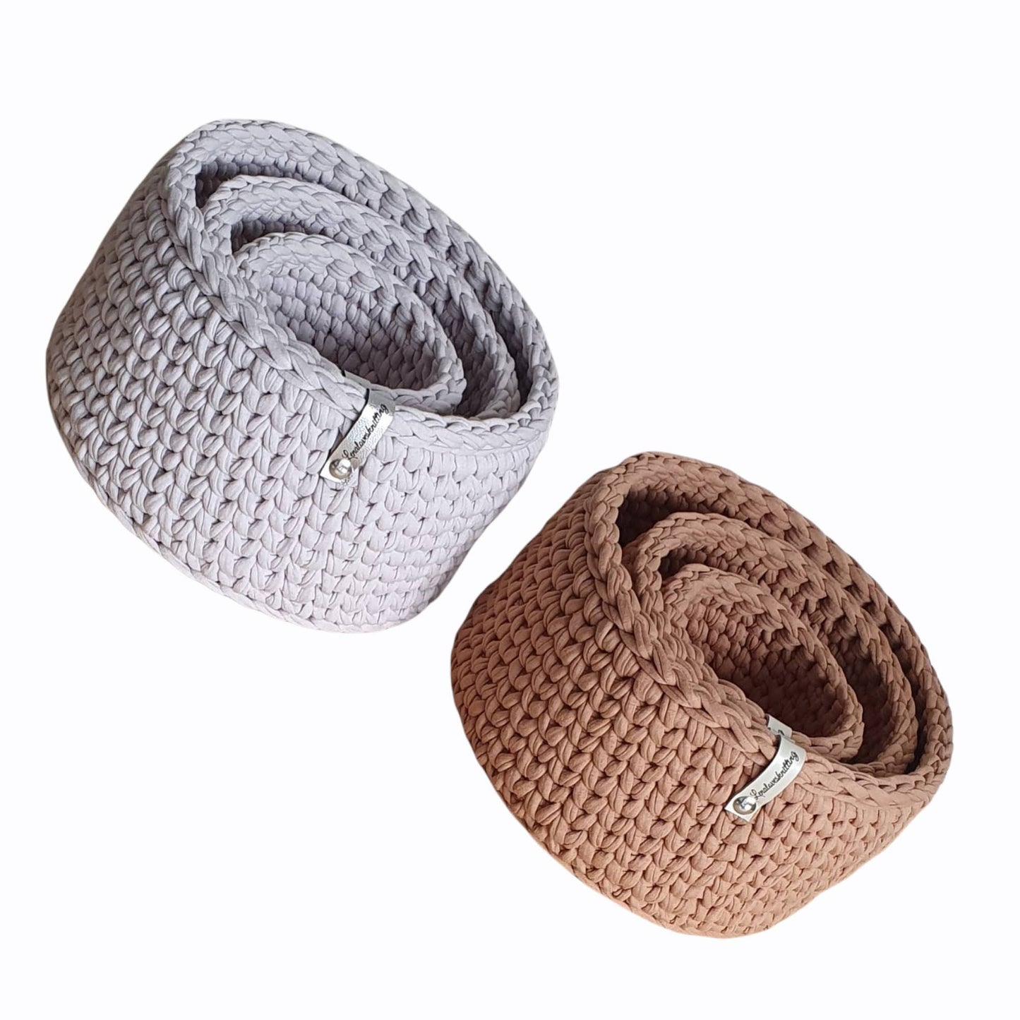 Gehäkeltes Körbchen auf Wunsch mit Griffen Personalisierbar Geschenk zur Geburt Babyparty