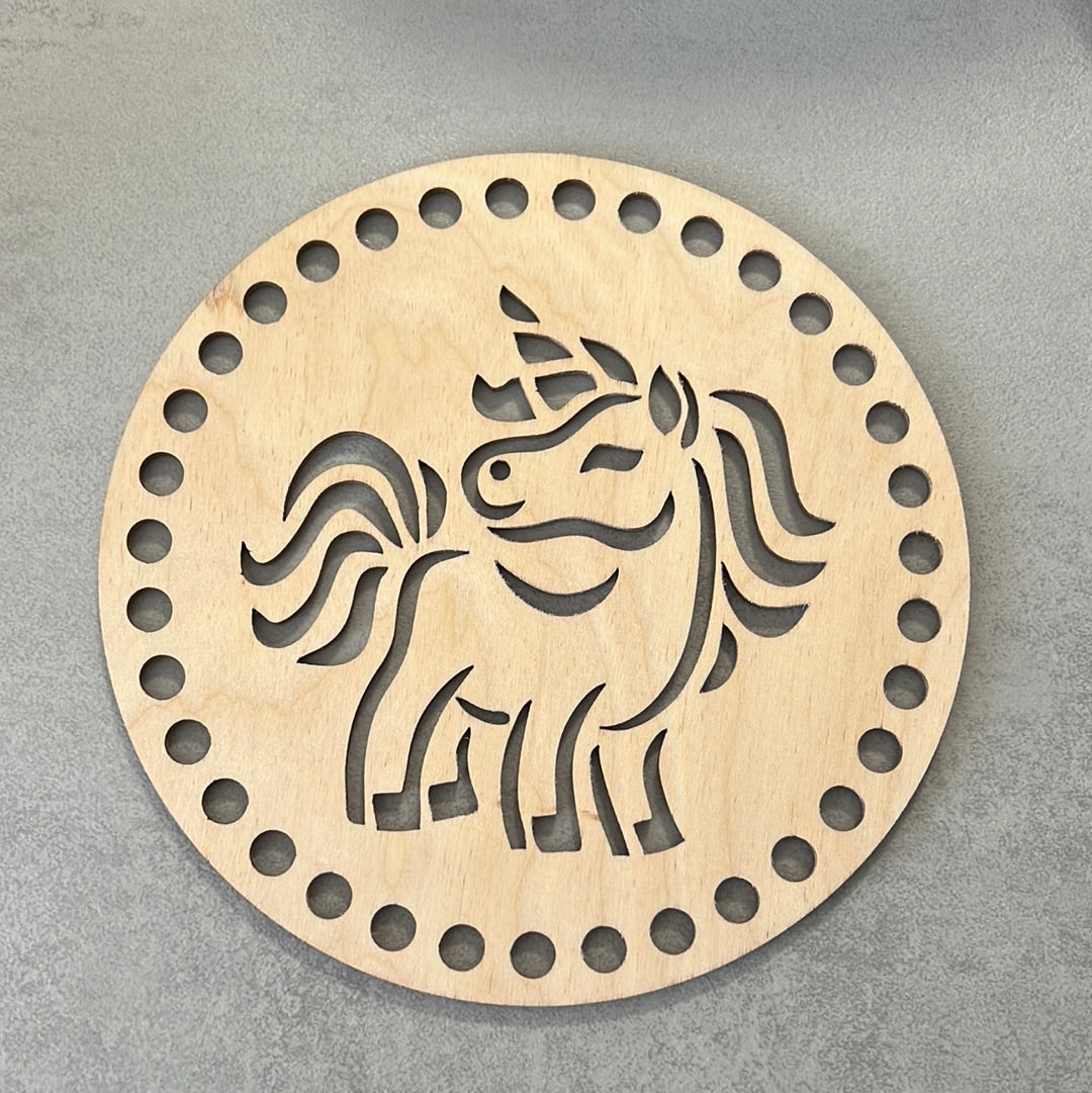Korbdeckel Holzdeckel für Häkelkorb Birkholz rund gemustert