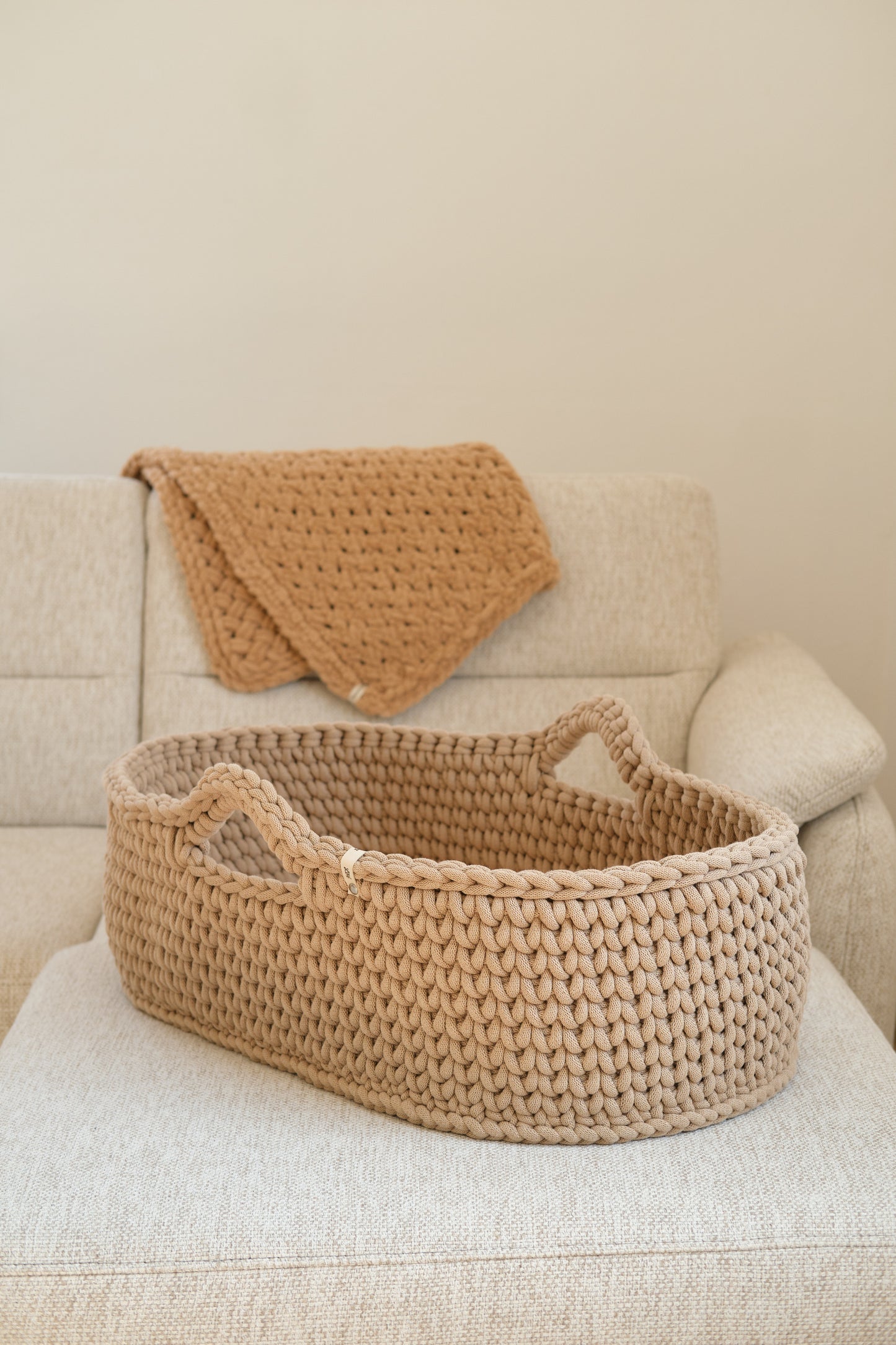 Berceau bébé panier moïse au crochet en coton Oeko-Tex