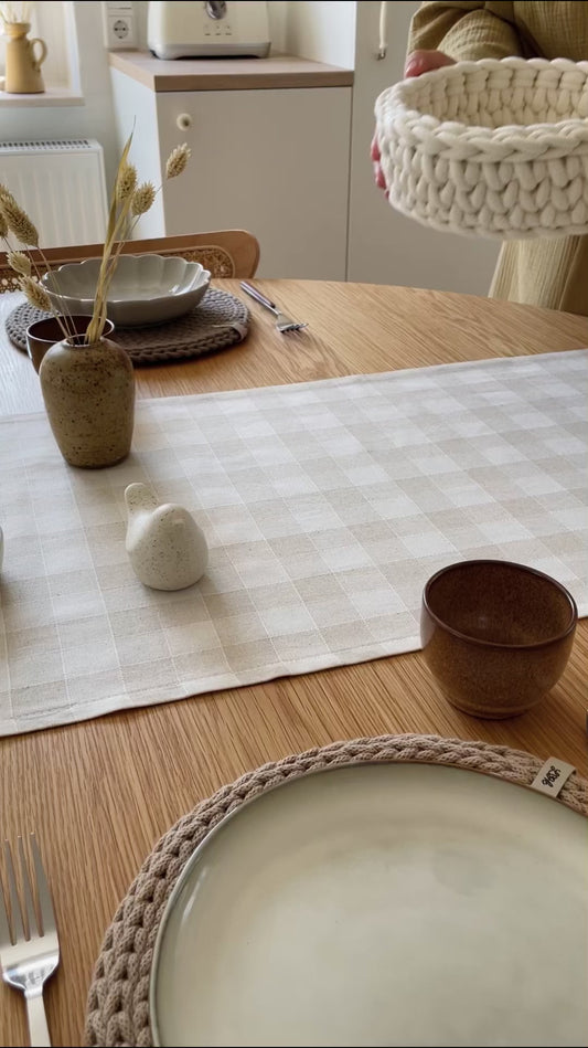 Cesta de pan de ganchillo con cordón de algodón orgánico