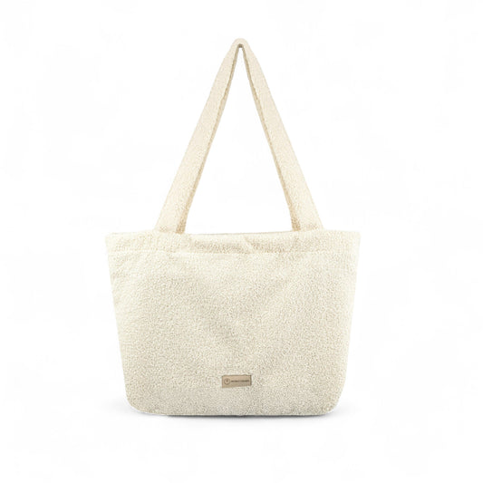 Shopper Mom Bag Bouclé Teddystoff- Ideal für den Alltag, Kinderwagen, Cross Shoulder