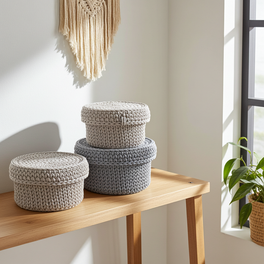 Panier de rangement au crochet avec couvercle XS