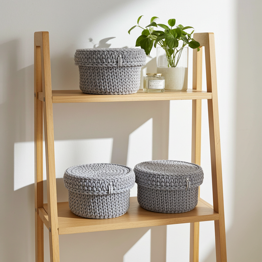 Panier de rangement au crochet avec couvercle XS