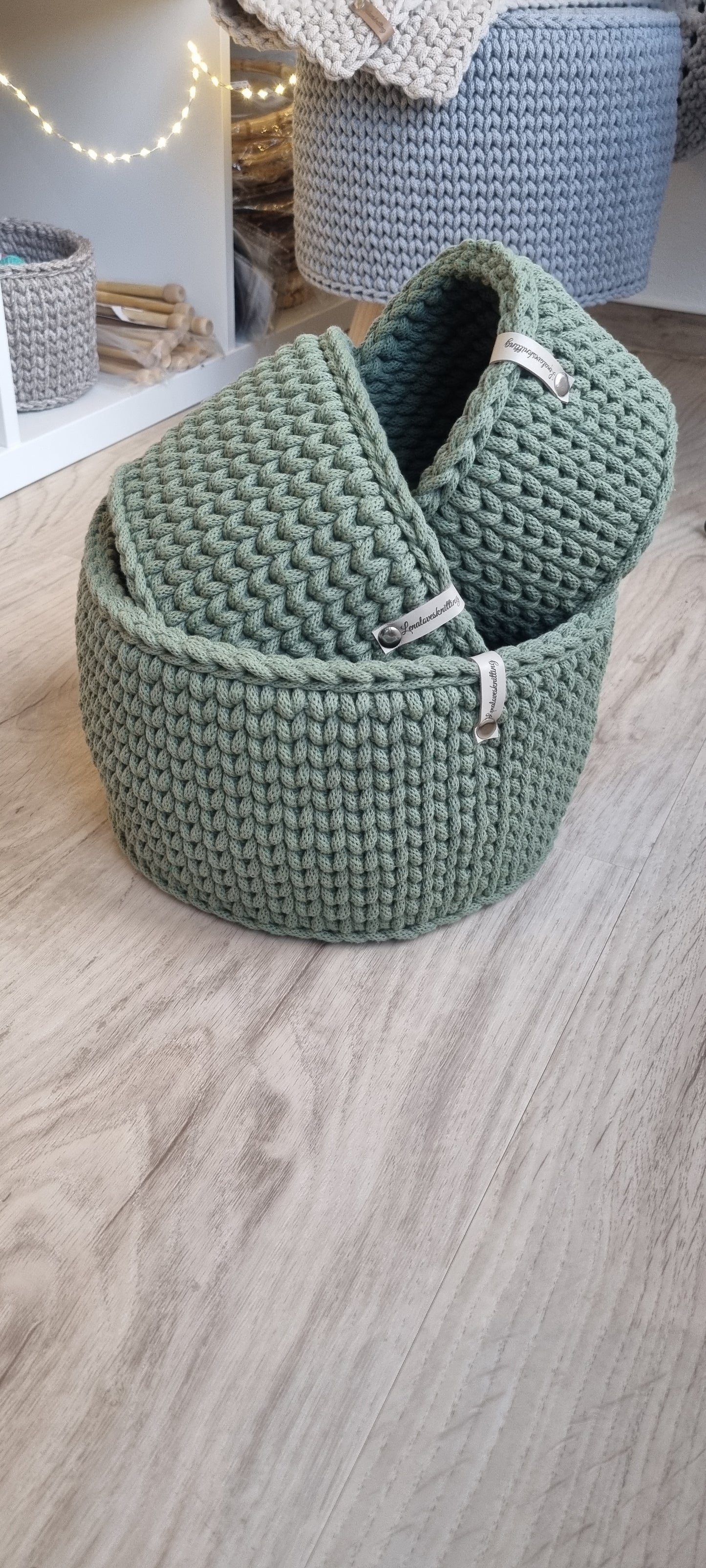 Handgemachtes 3er Korbset XXL aus recycelter Baumwolle