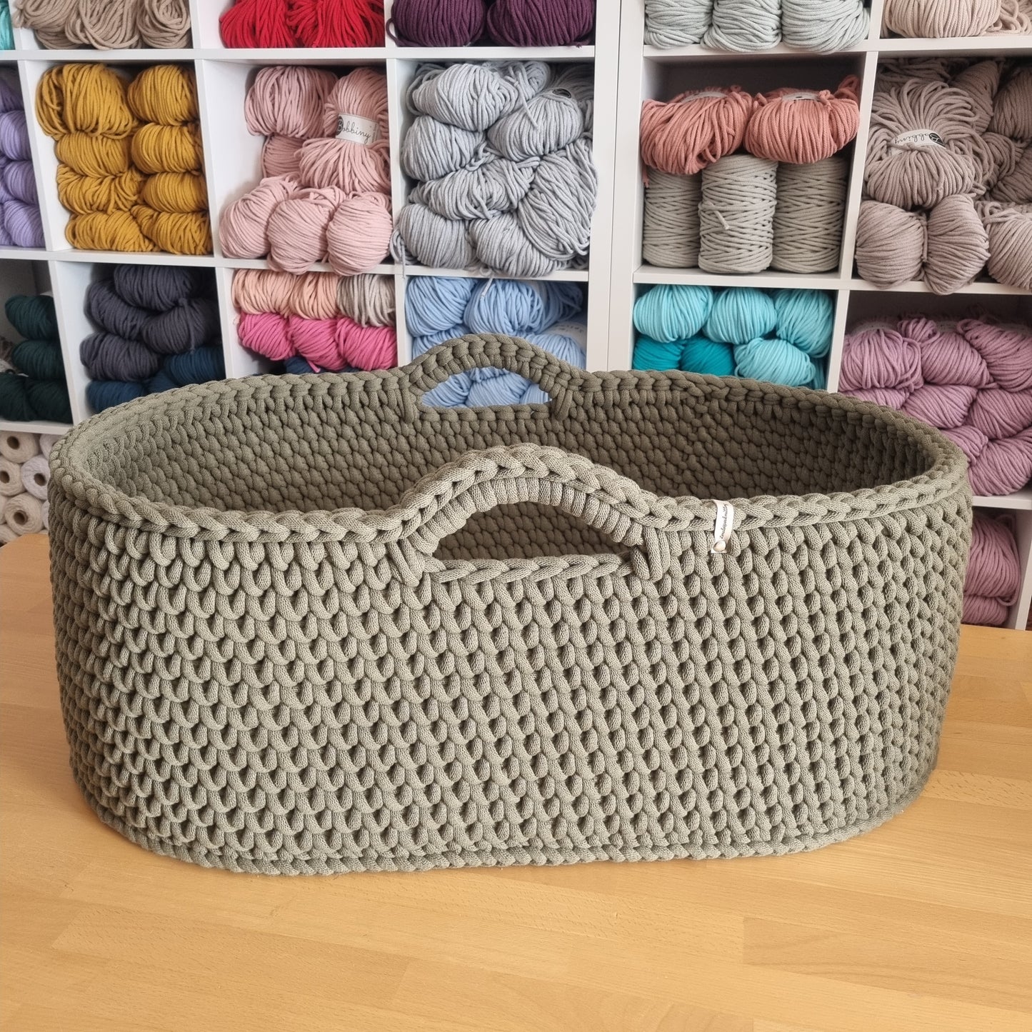 Berceau bébé panier moïse au crochet en coton Oeko-Tex