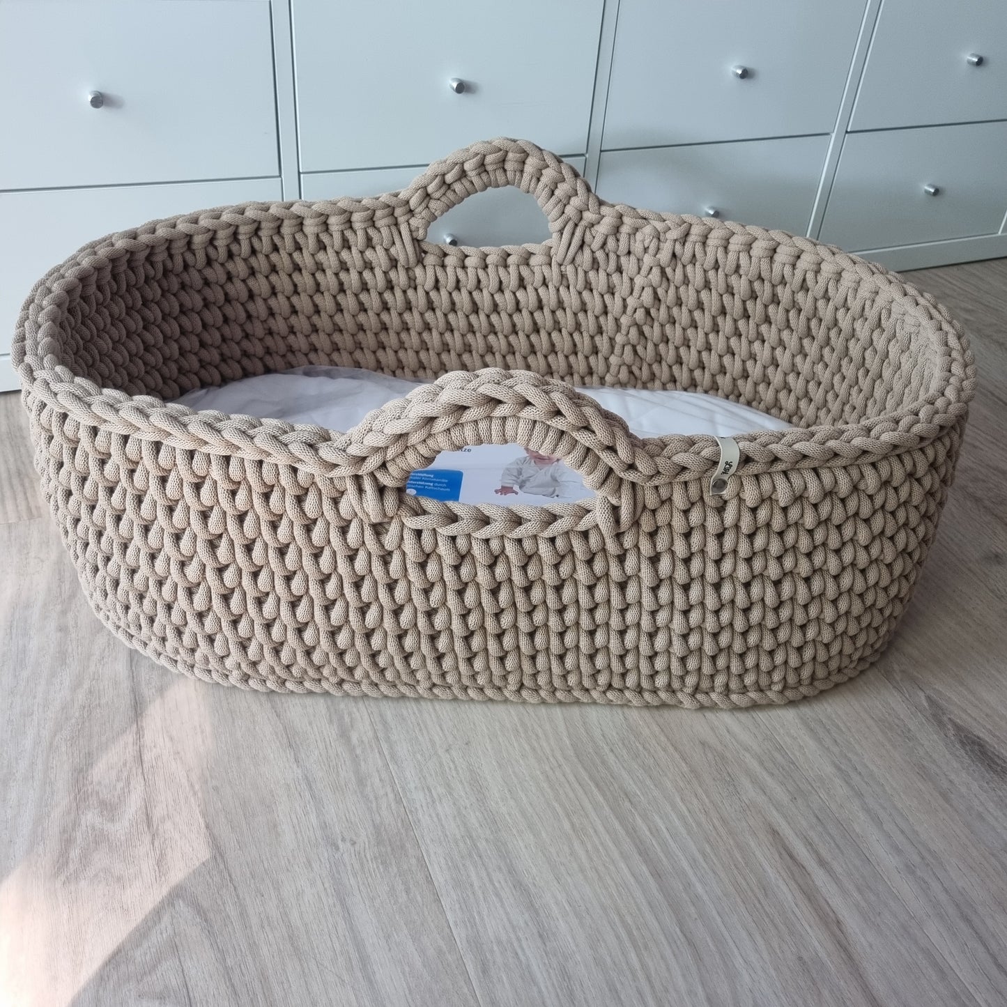 Berceau bébé panier moïse au crochet en coton Oeko-Tex