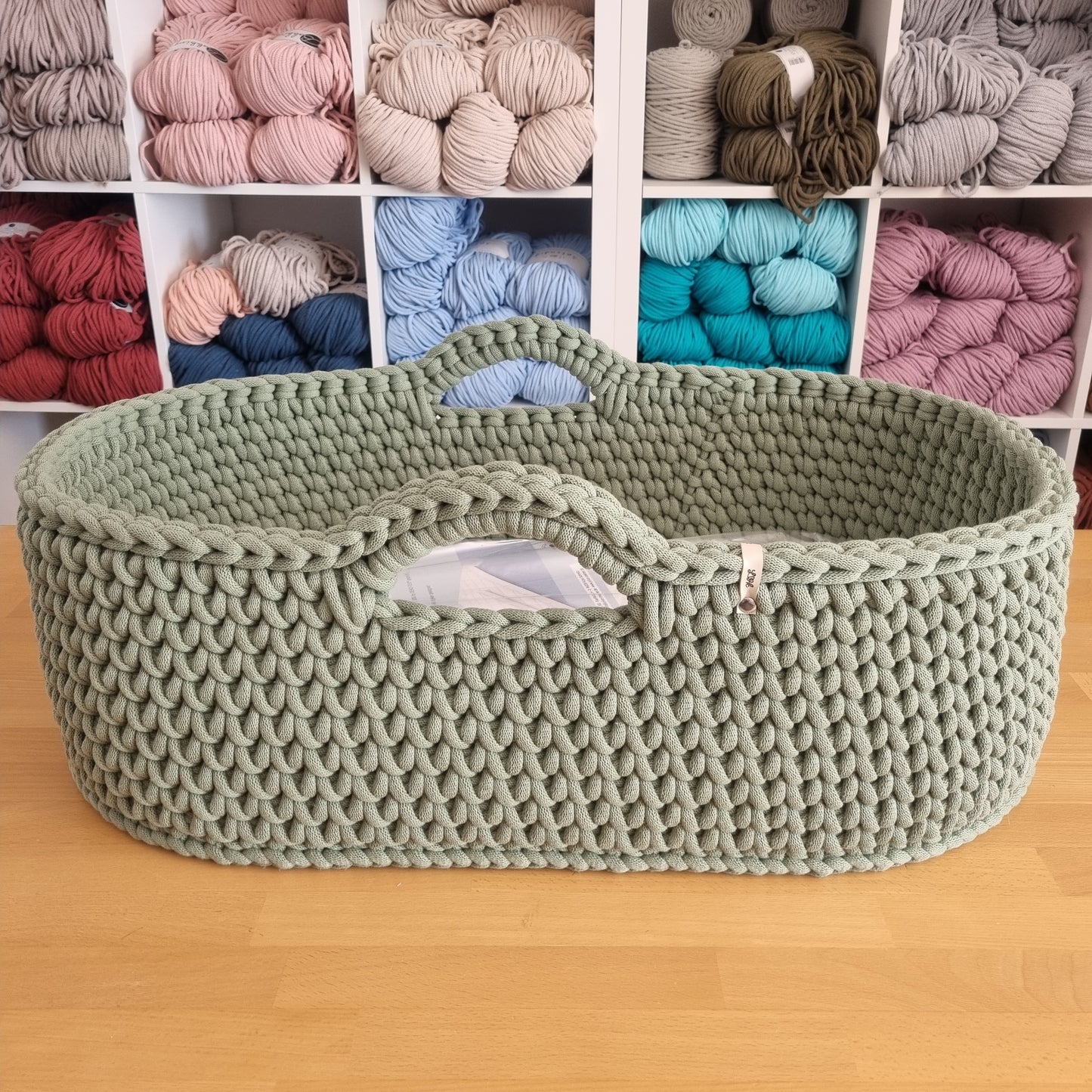 Berceau bébé panier moïse au crochet en coton Oeko-Tex