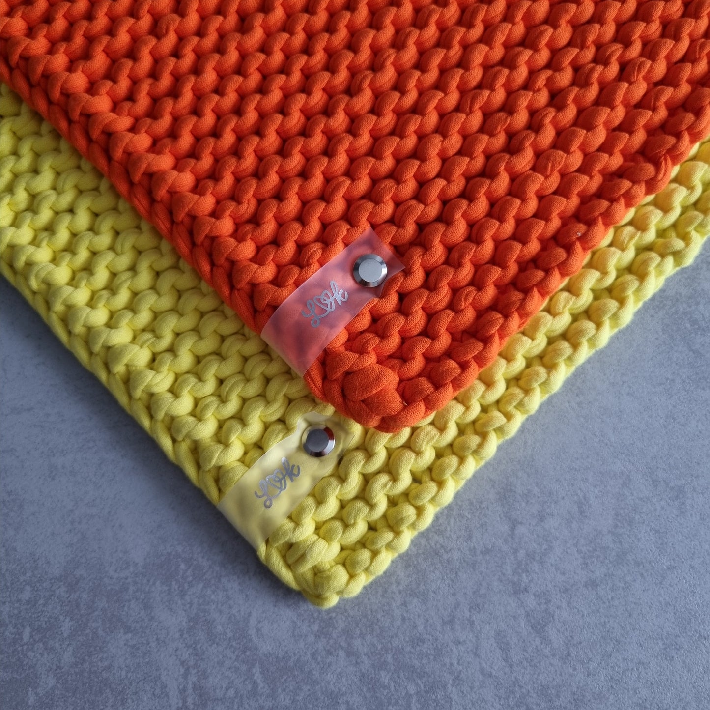 Tischsets Platzsets Gr. M Untersetzer Tischdeko gestrickt Baumwolle 100% recycelt