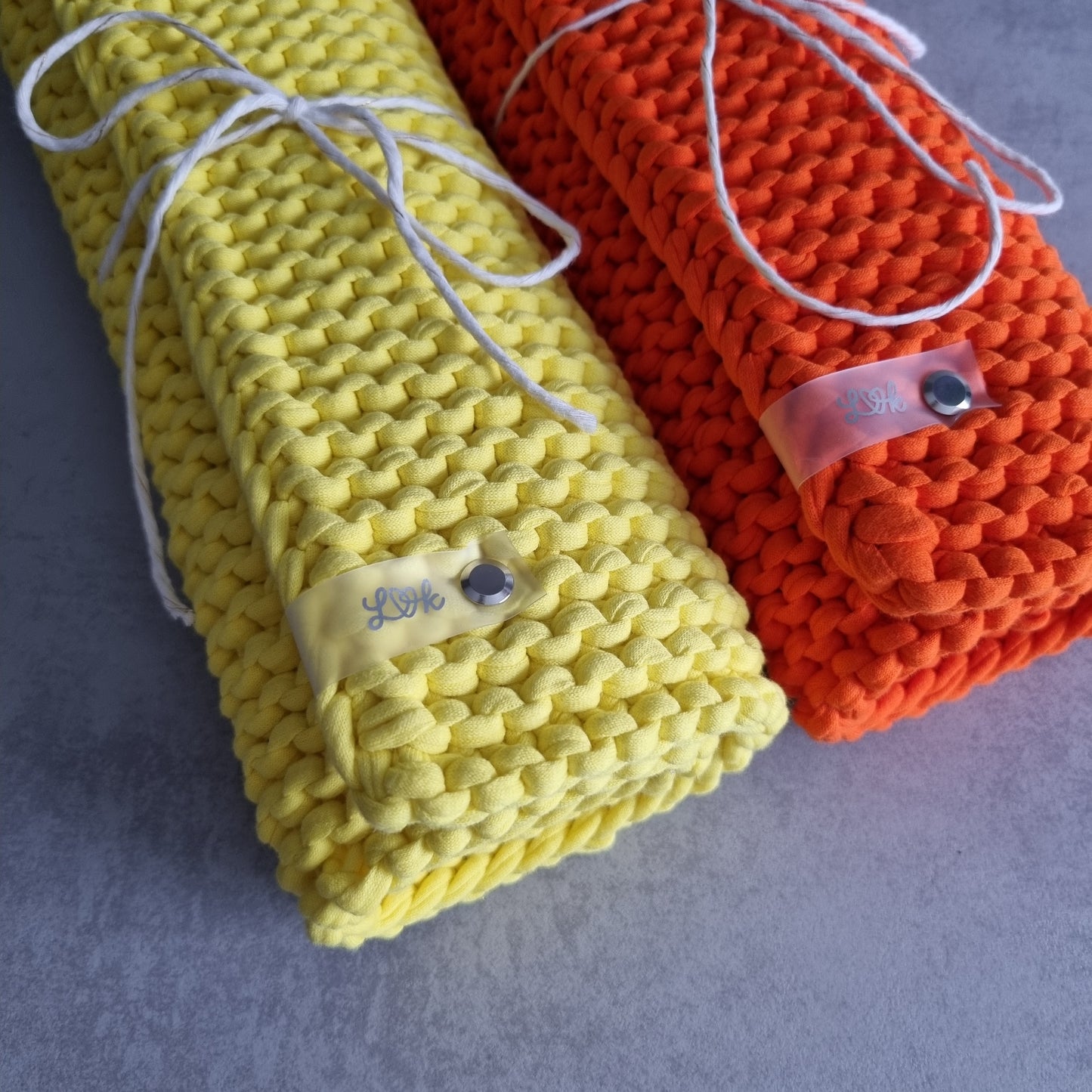 Tischsets Platzsets Gr. M Untersetzer Tischdeko gestrickt Baumwolle 100% recycelt