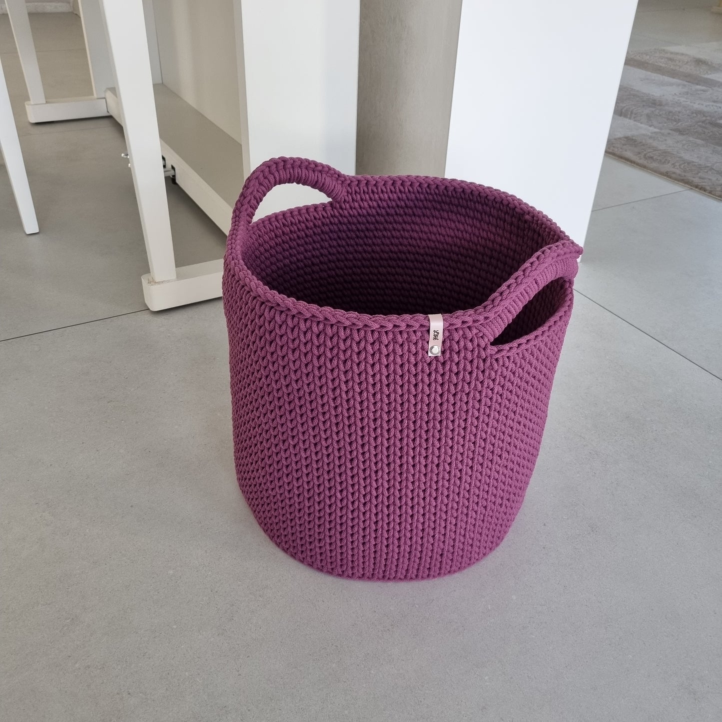Handgemachter Wäsche-/Ablagekorb XXL aus recycelter Baumwolle