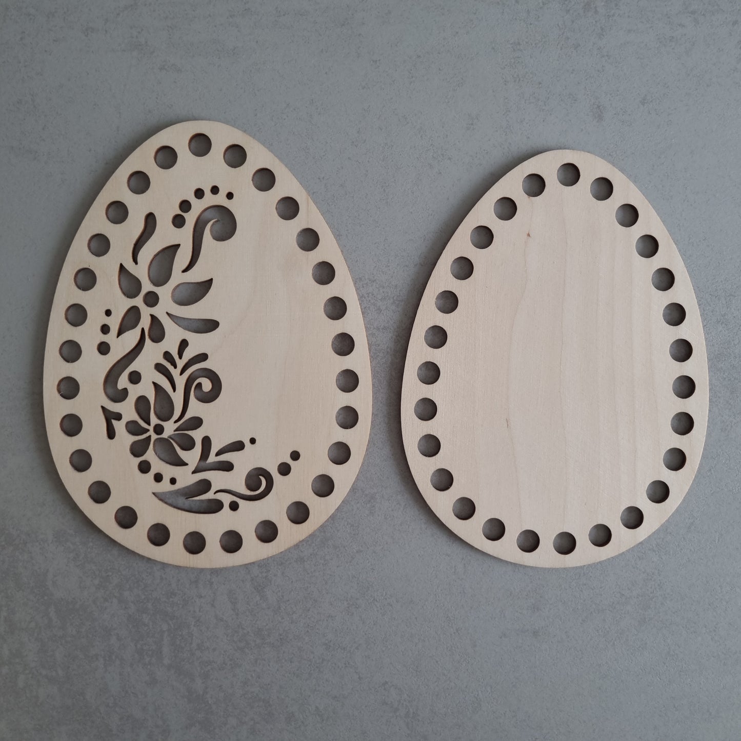 Set: Holzdeckel mit Holzboden in Ei-Form