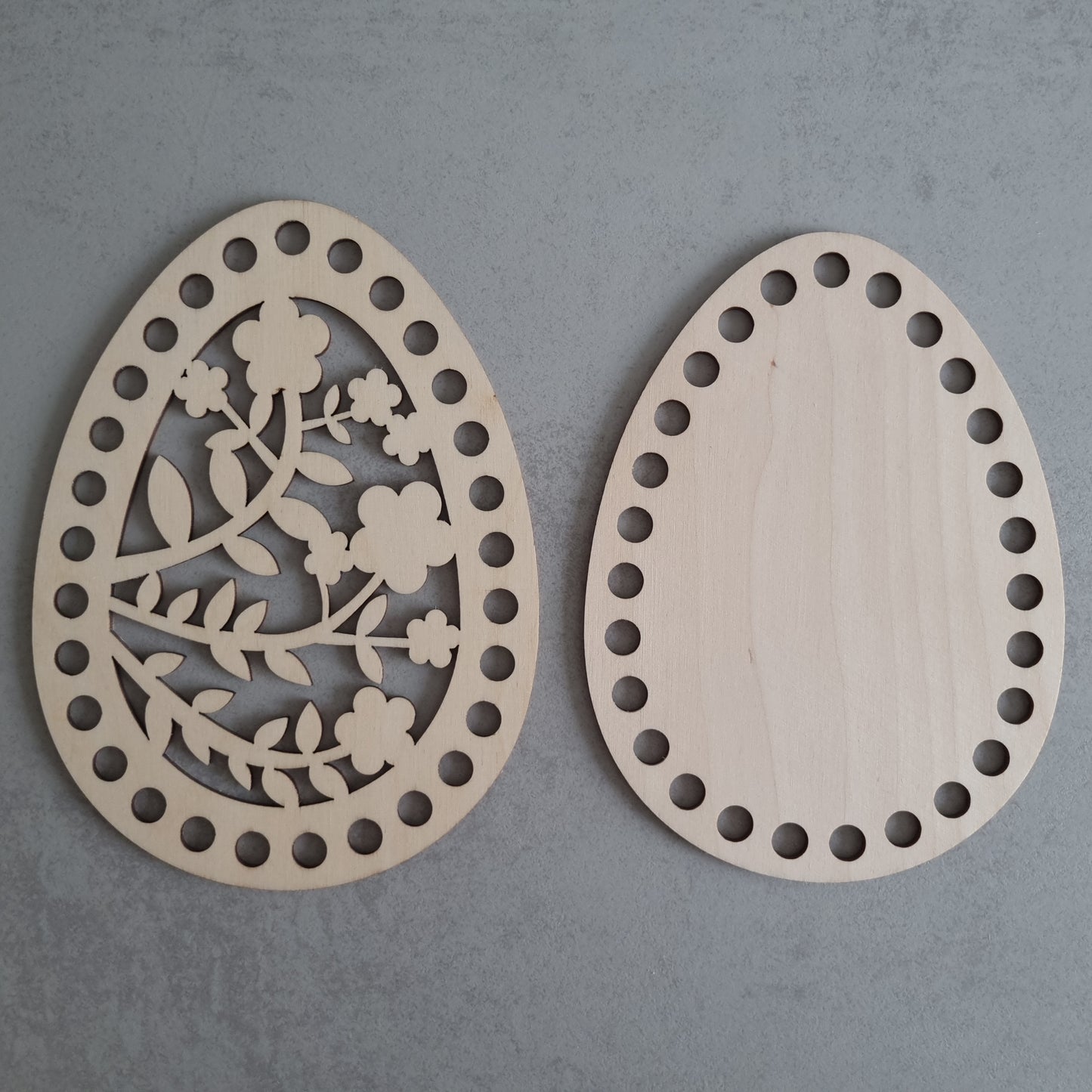 Set: Holzdeckel mit Holzboden in Ei-Form