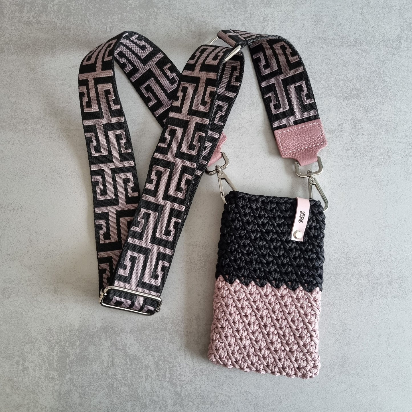 Crochet mini bag with adjustable strap