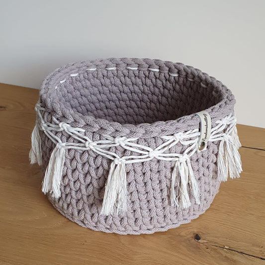 Storage basket 20cm crocheted from recycled cotton