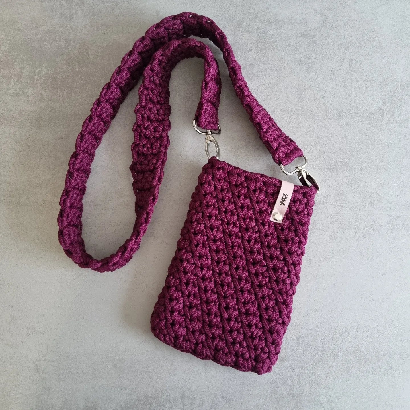 Crochet mini bag with adjustable strap