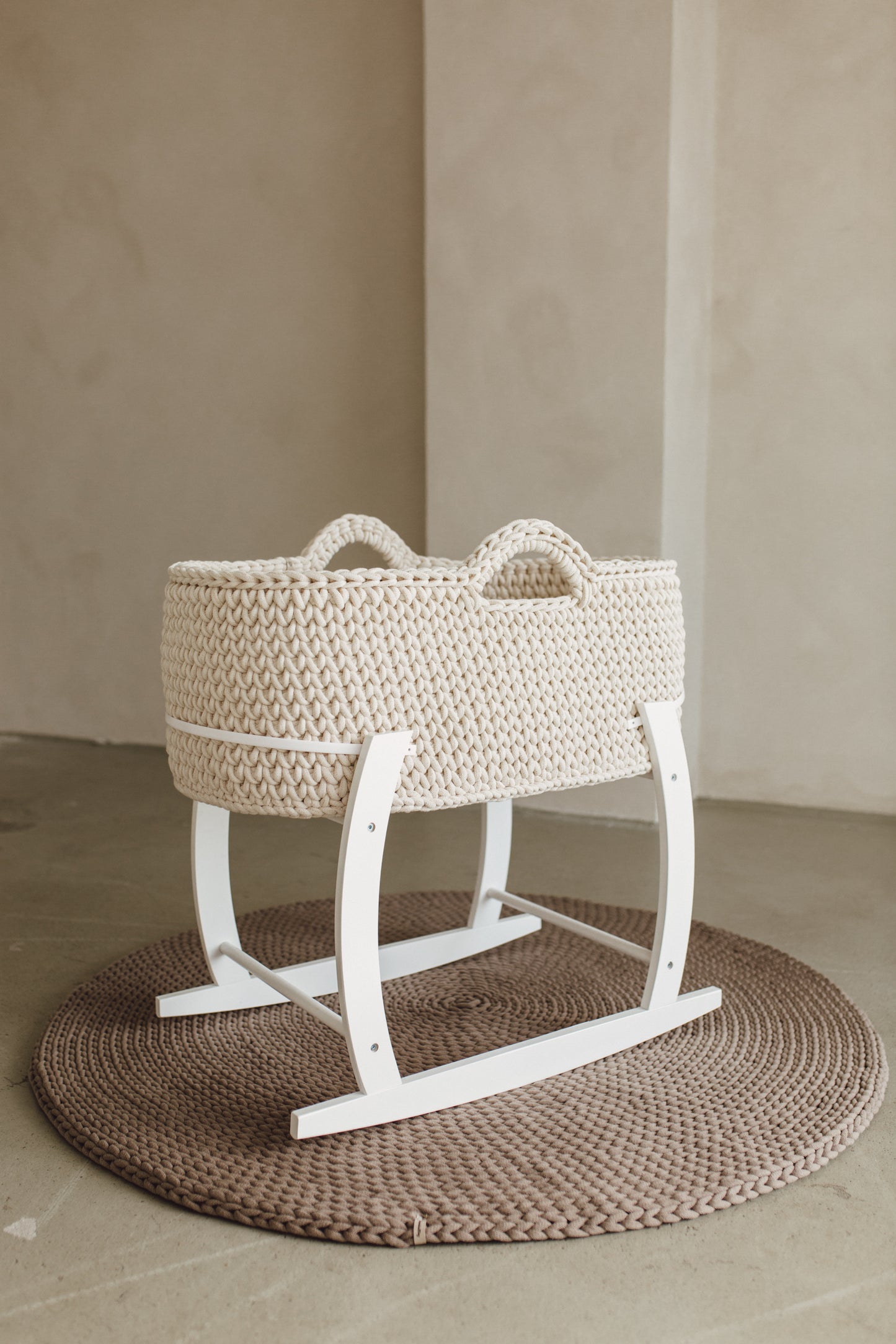 Berceau bébé panier moïse au crochet en coton Oeko-Tex