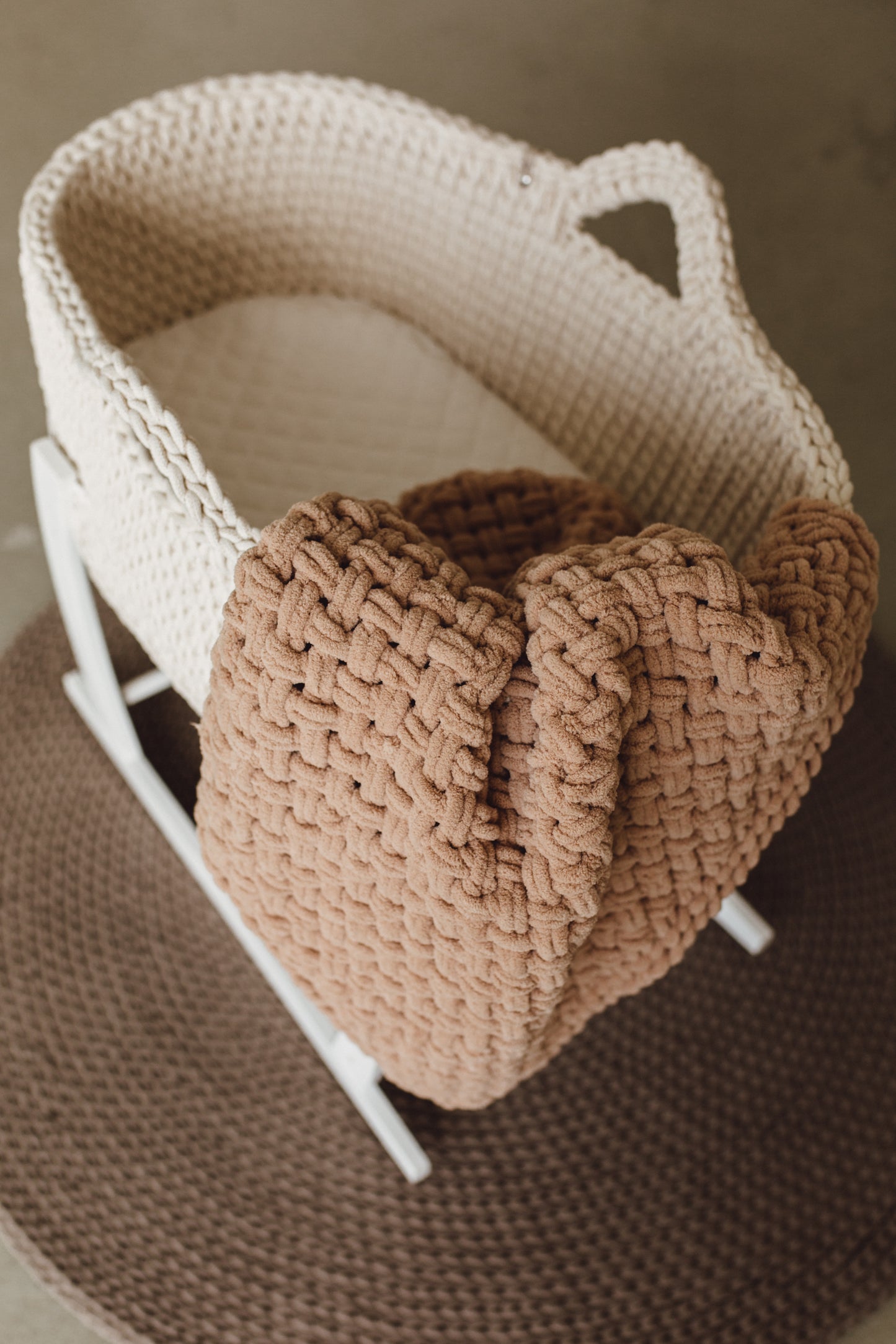 Berceau bébé panier moïse au crochet en coton Oeko-Tex