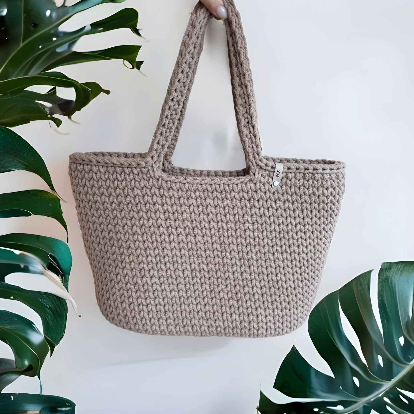 Einkaufstasche Shopper Strandtasche gehäkelt aus recycelten Öko-Tex Baumwolle
