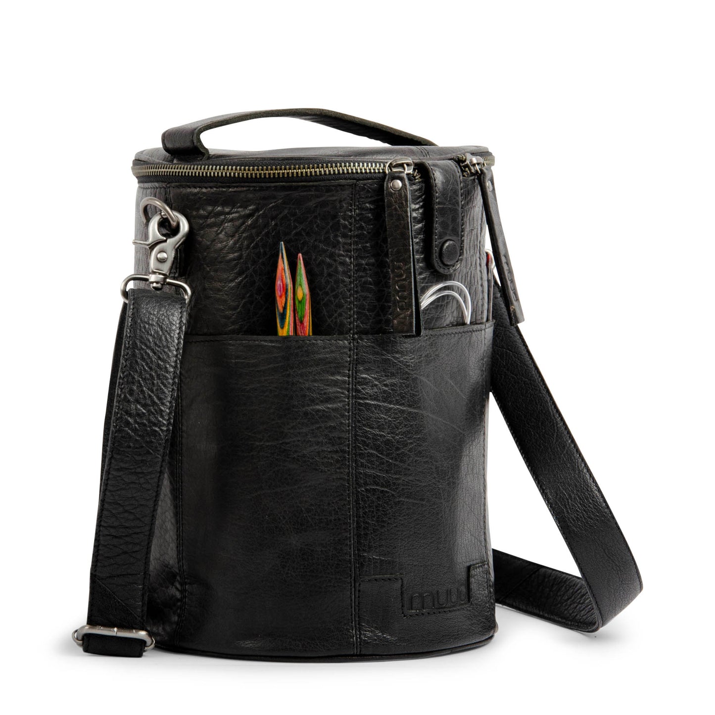 MUUD Saturn XL Handgemachte Ledertasche Stricktasche Kulturtasche Scherentasche