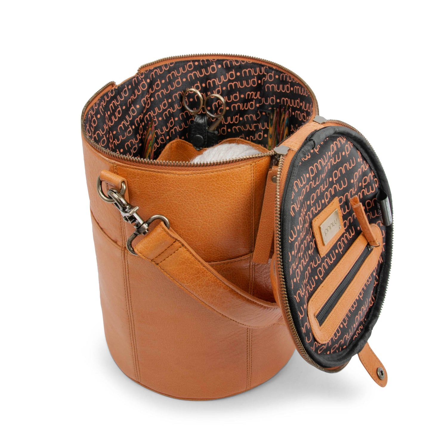 MUUD Saturn XL Handgemachte Ledertasche Stricktasche Kulturtasche Scherentasche