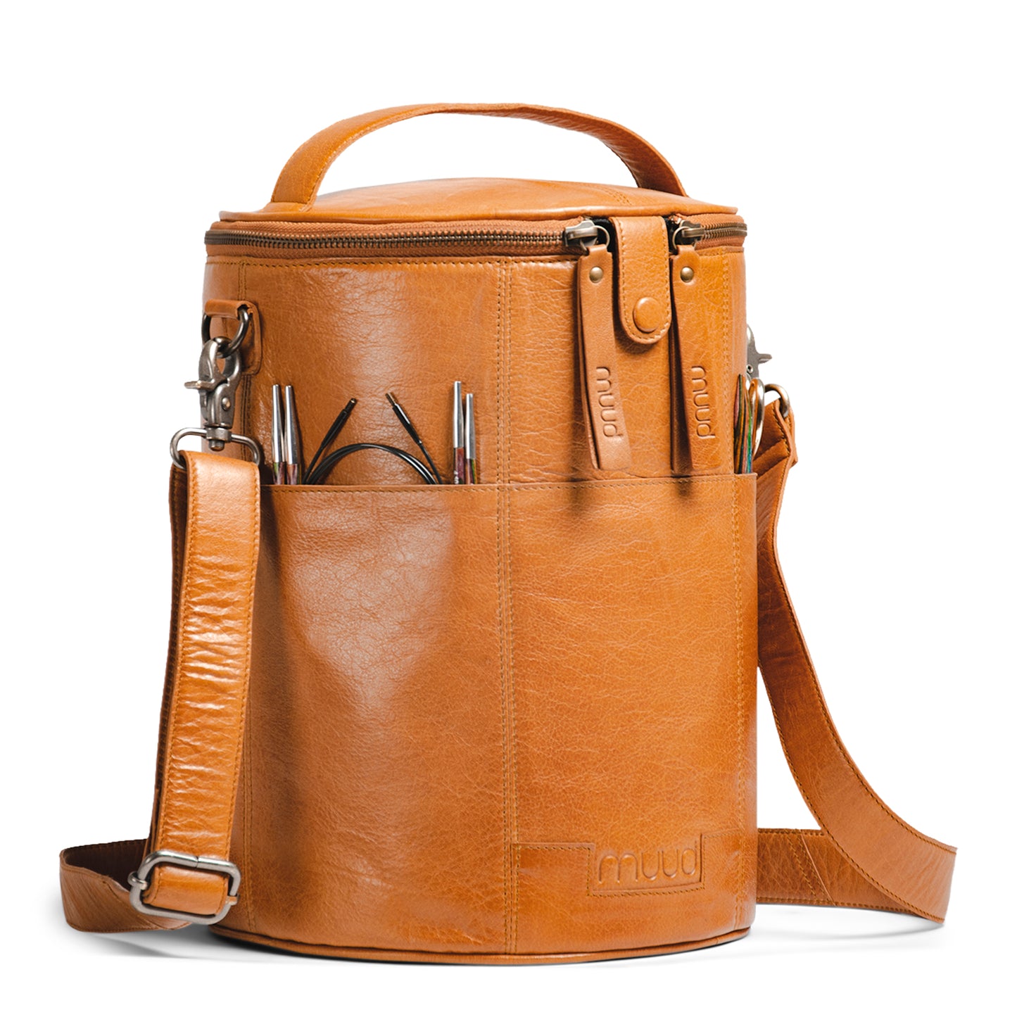 MUUD Saturn XL Handgemachte Ledertasche Stricktasche Kulturtasche Scherentasche