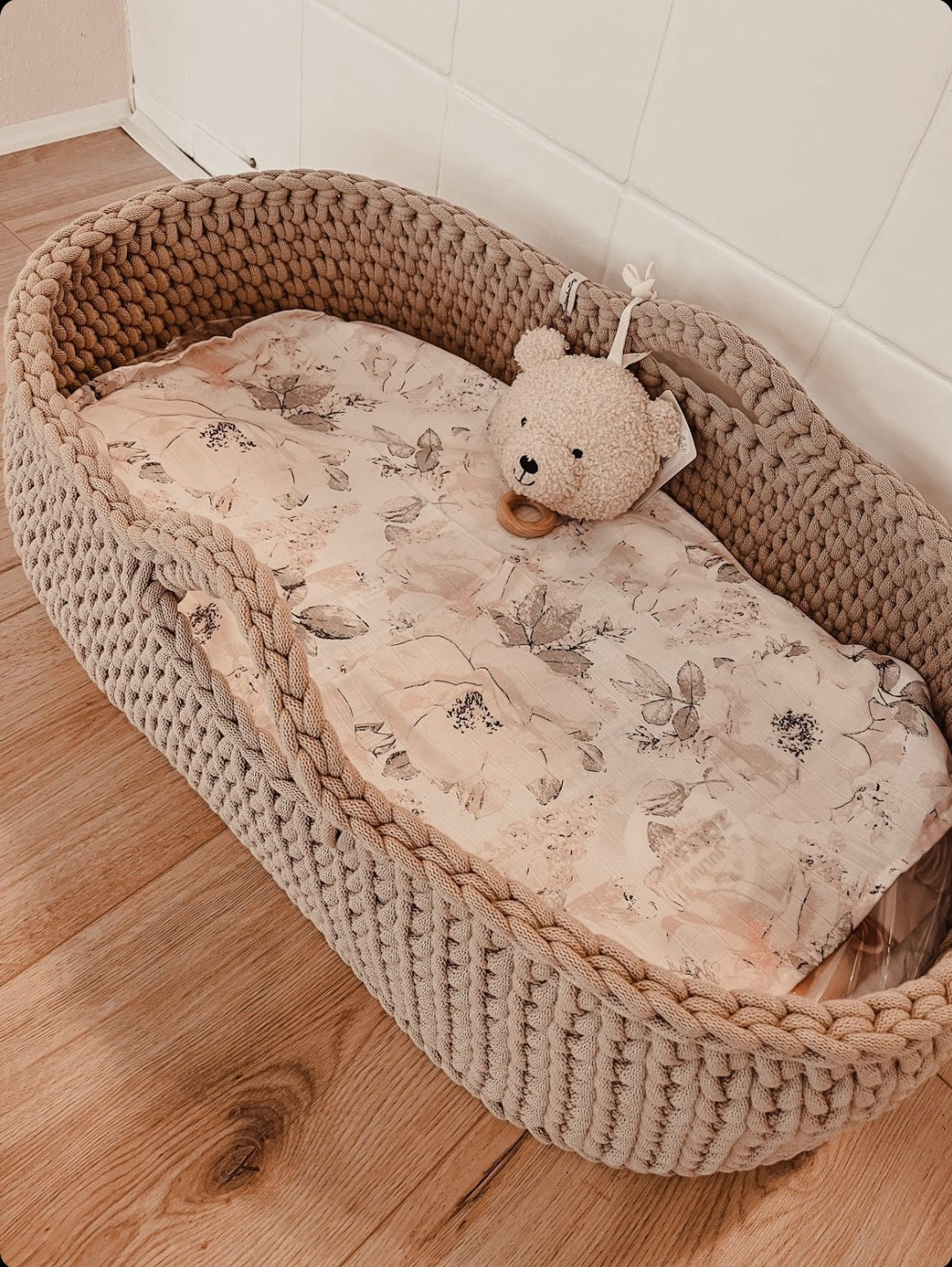 Berceau bébé panier moïse au crochet en coton Oeko-Tex