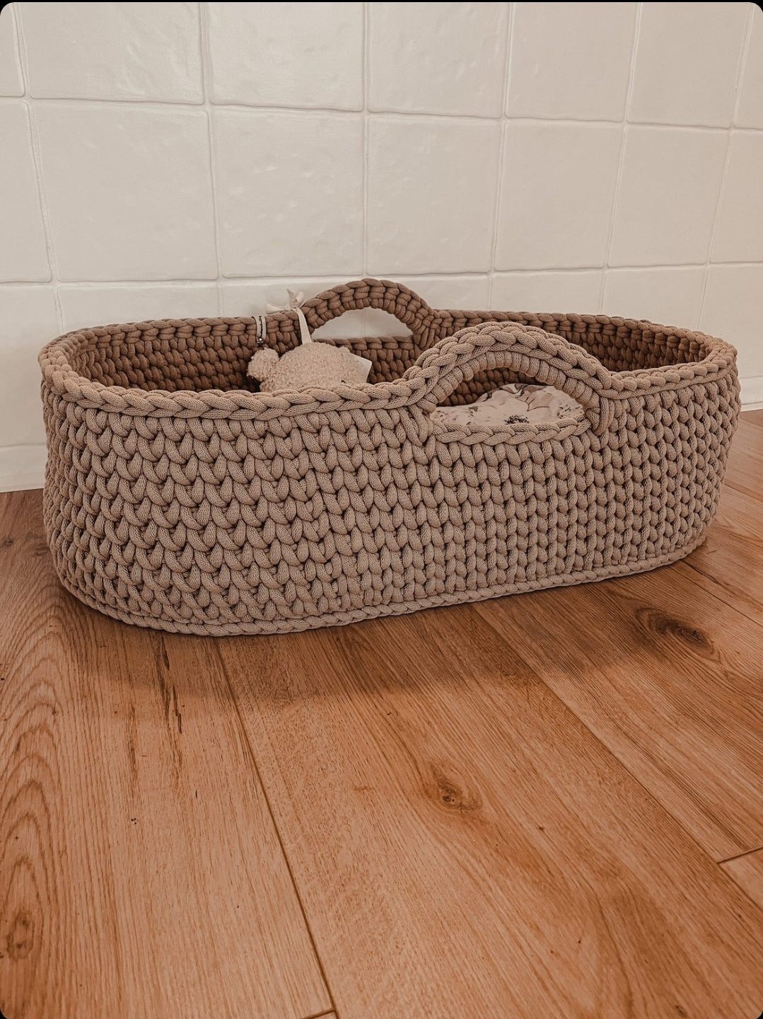Berceau bébé panier moïse au crochet en coton Oeko-Tex