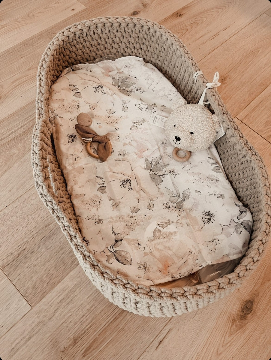Berceau bébé panier moïse au crochet en coton Oeko-Tex