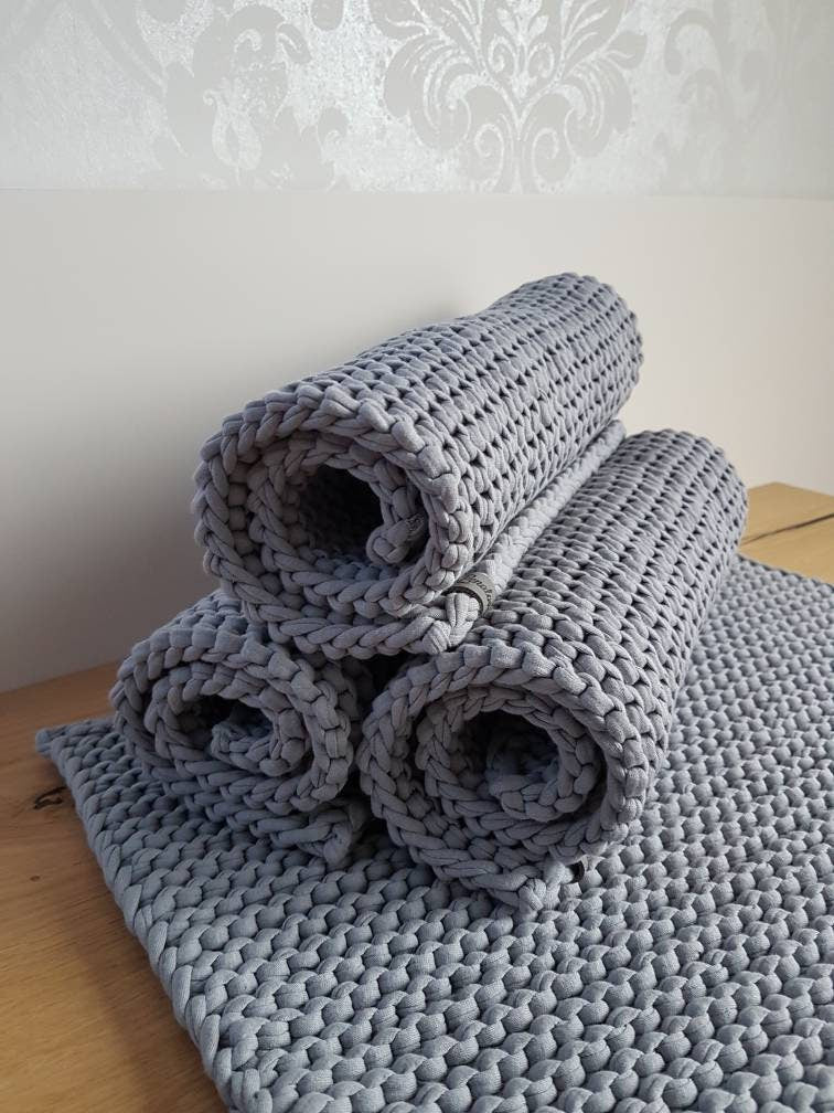 Tischsets Platzsets Gr. M Untersetzer Tischdeko gestrickt Baumwolle 100% recycelt
