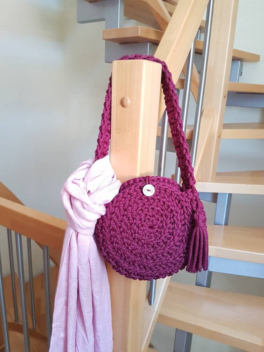 Handgemachte Boho-Häkeltasche rund