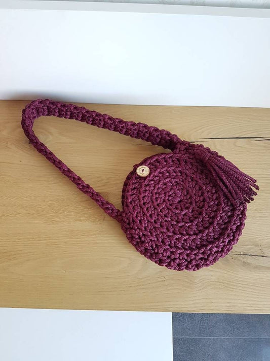 Handgemachte Boho-Häkeltasche rund