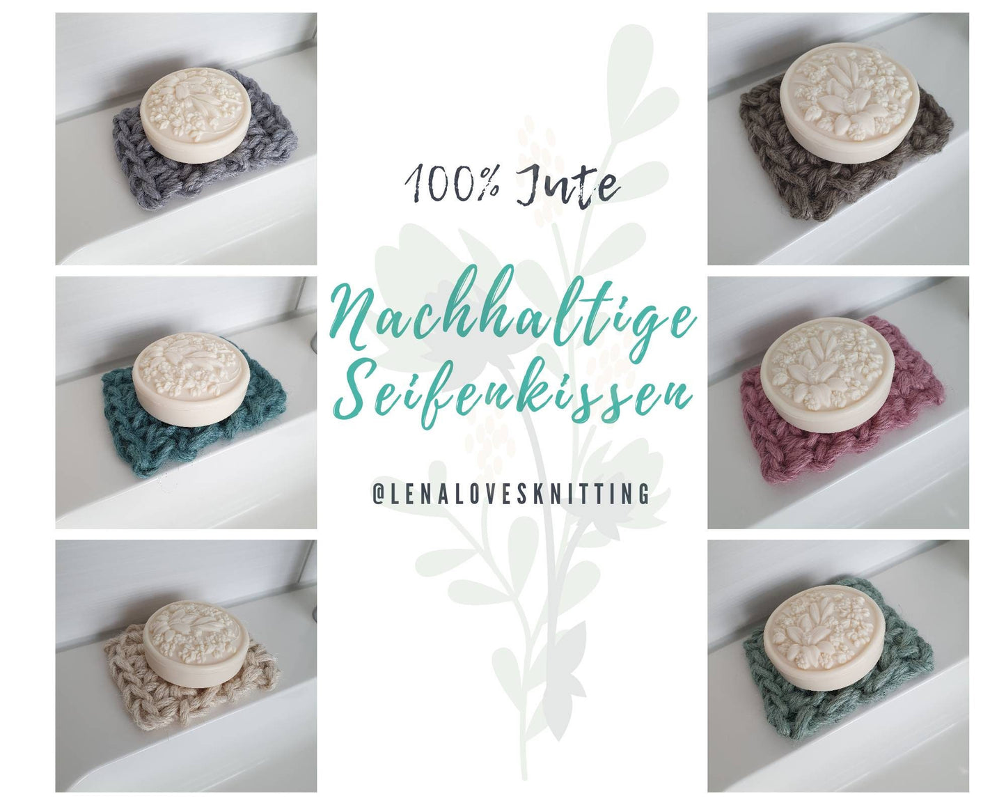 Seifenunterlage gehäkelt aus 100% natürlichen Jute, robust langlebig und plastikfrei