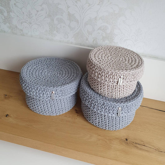 Cesta de almacenamiento de ganchillo con tapa XS