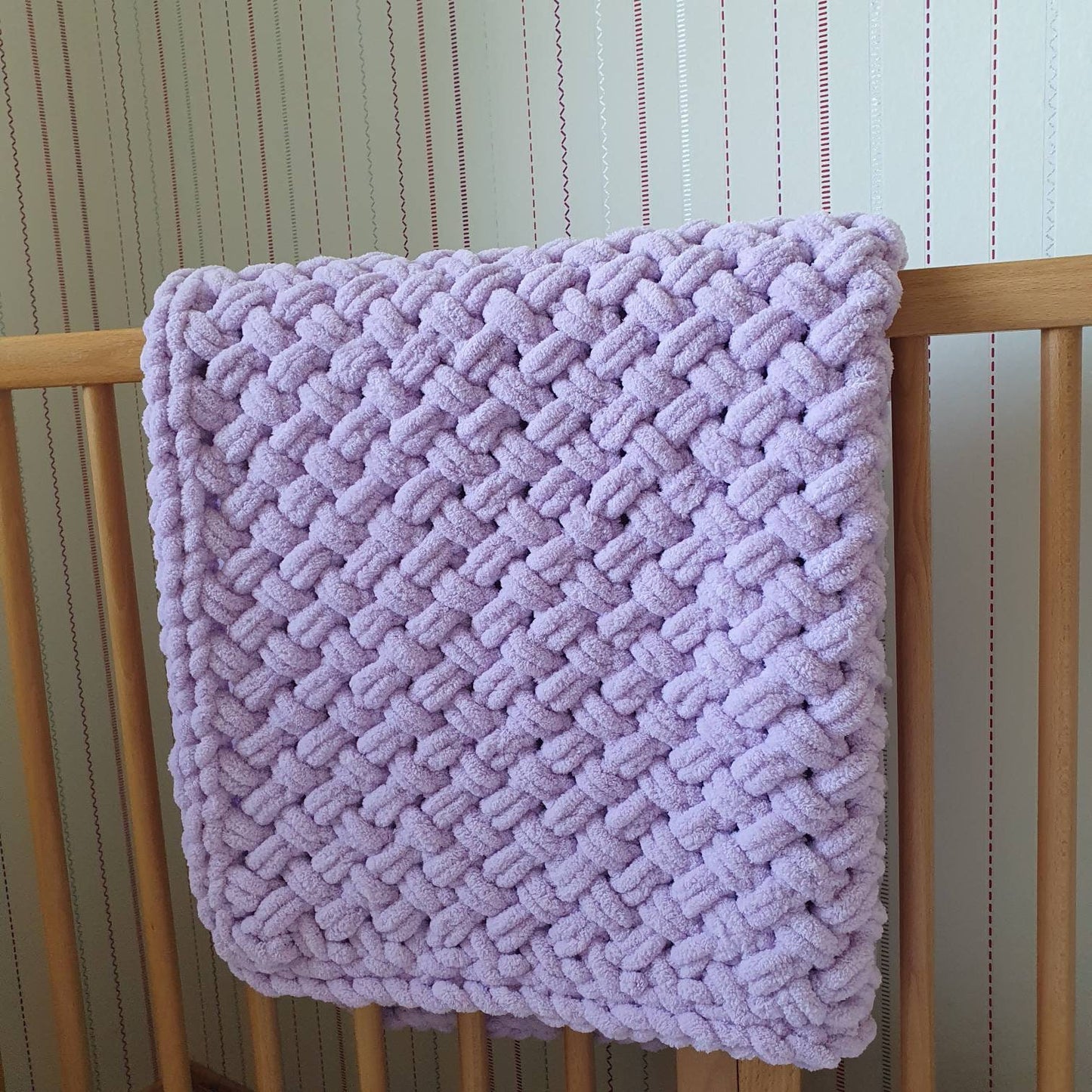 Handgestrickte Decke Babydecke Neugeborenendecke Kuscheldecke Einschlagdecke kuschelig weich Karo-Muster Baby Geschenk Babyparty Babyshower