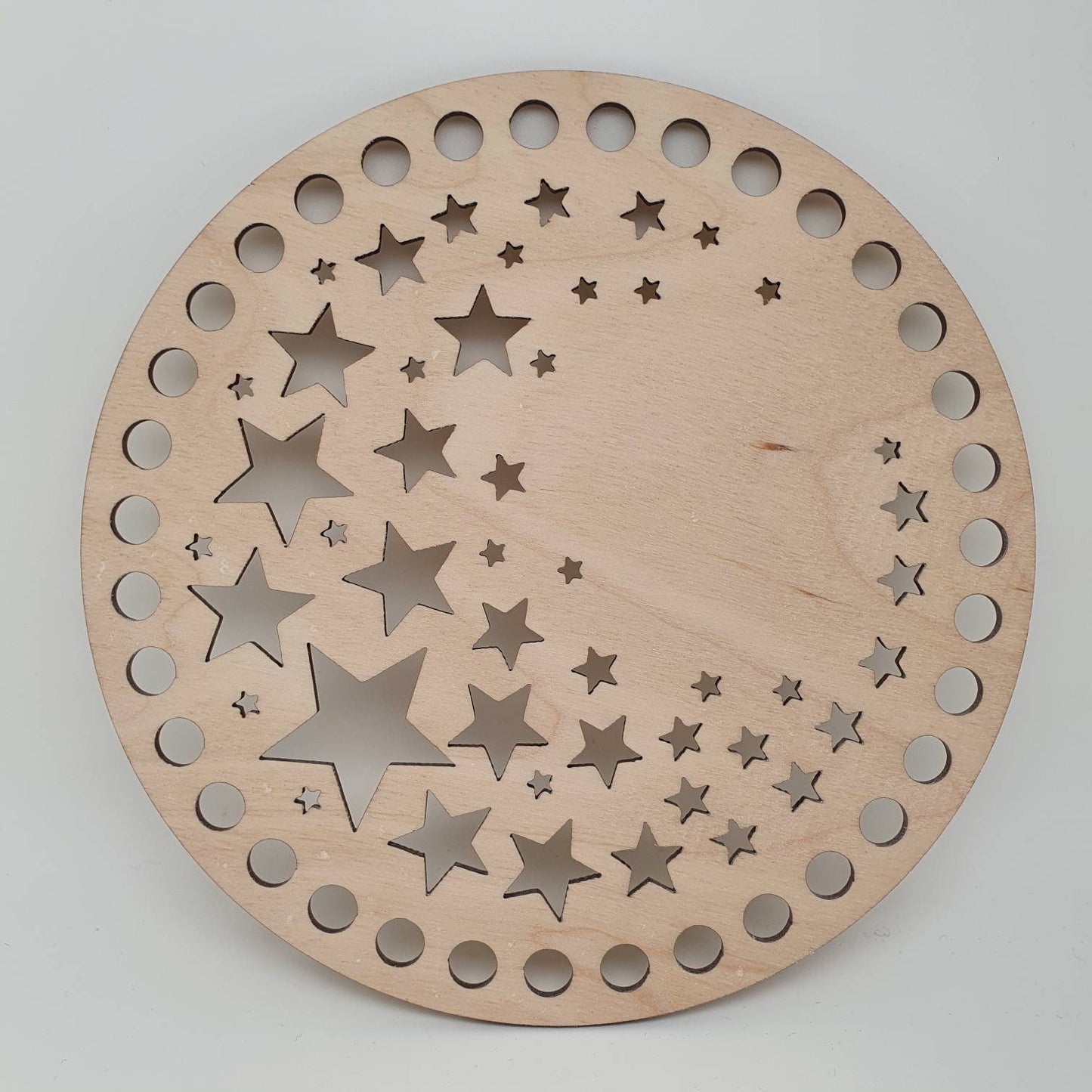 Korbdeckel Holzdeckel für Häkelkorb Birkholz rund gemustert