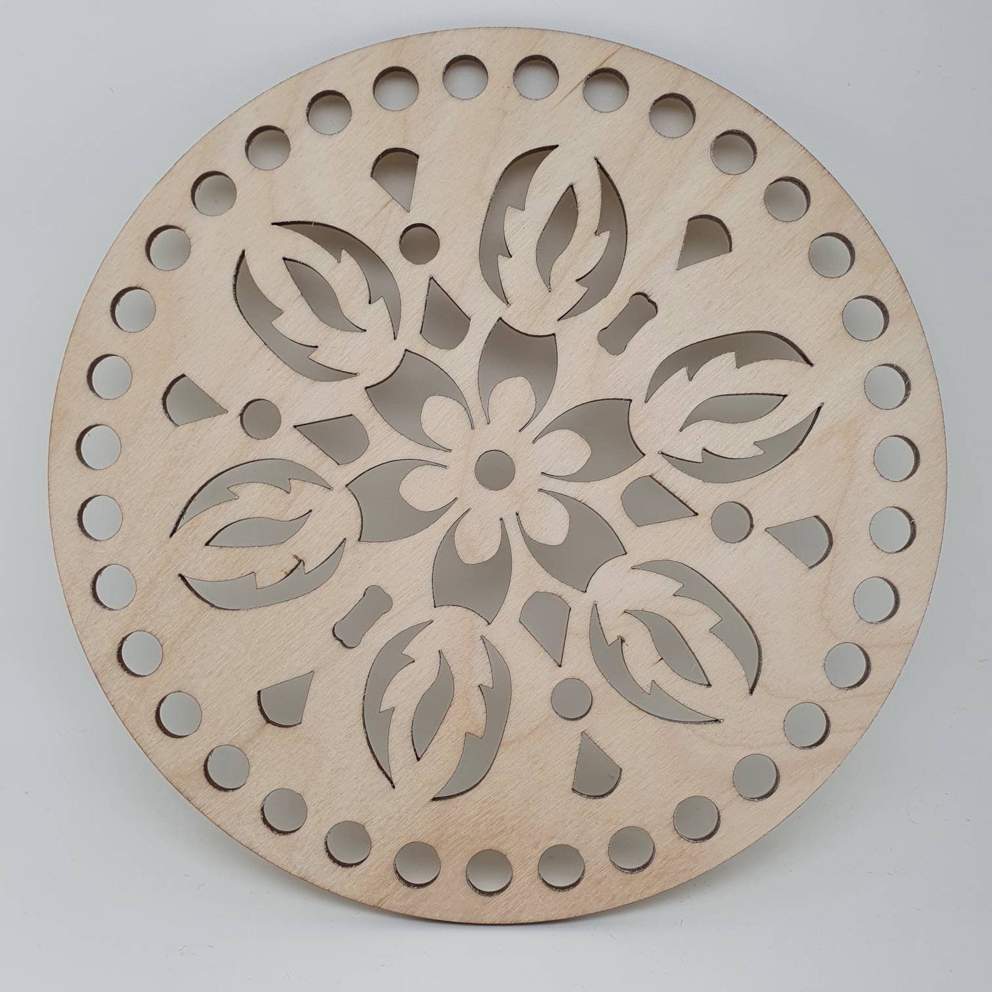 Korbdeckel Holzdeckel für Häkelkorb Birkholz rund gemustert