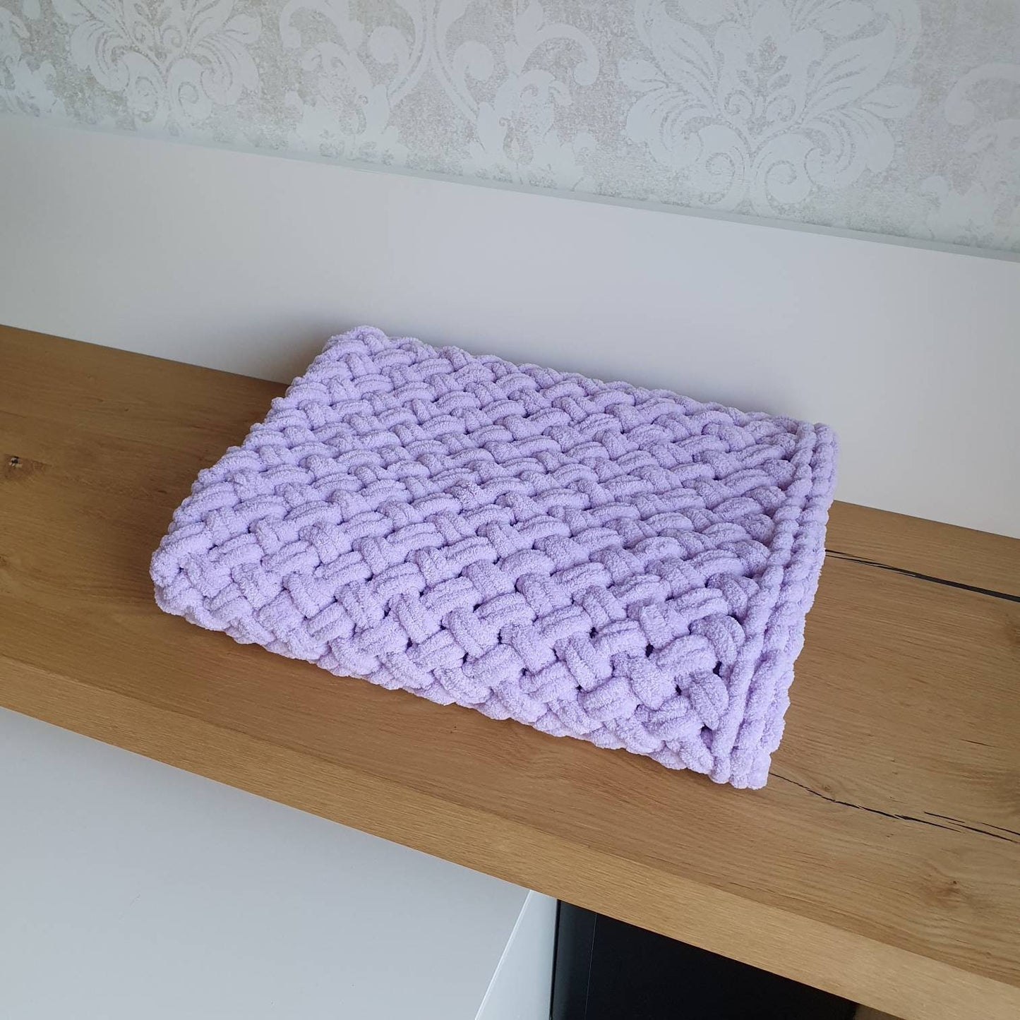 Handgestrickte Decke Babydecke Neugeborenendecke Kuscheldecke Einschlagdecke kuschelig weich Karo-Muster Baby Geschenk Babyparty Babyshower