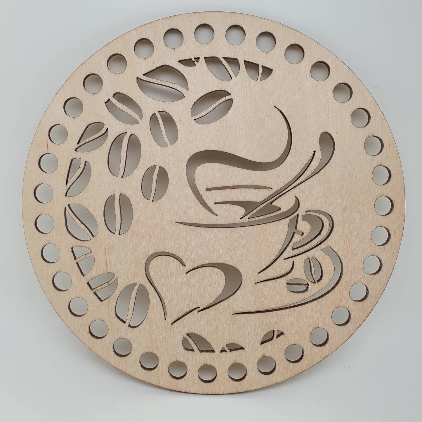 Korbdeckel Holzdeckel für Häkelkorb Birkholz rund gemustert