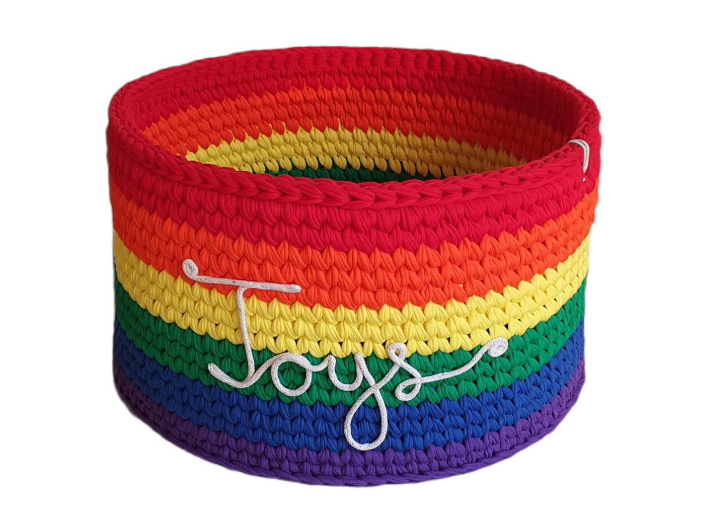 Panier arc-en-ciel Panier de rangement Utensilo crocheté à partir de coton recyclé Fil textile de différentes tailles
