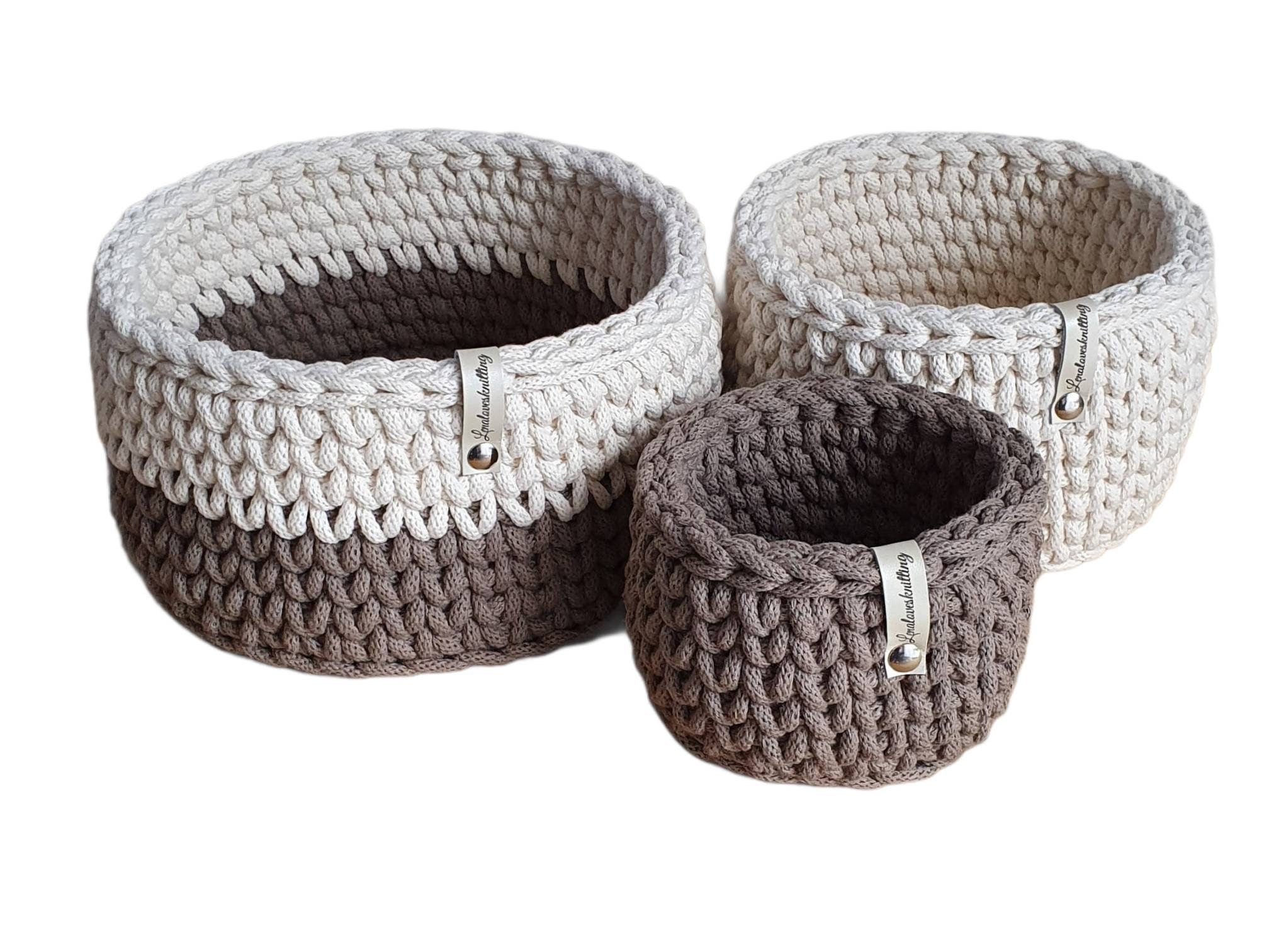 Storage basket organizer utensil basket rectangular Crocheted from rec –  lenalovesknitting
