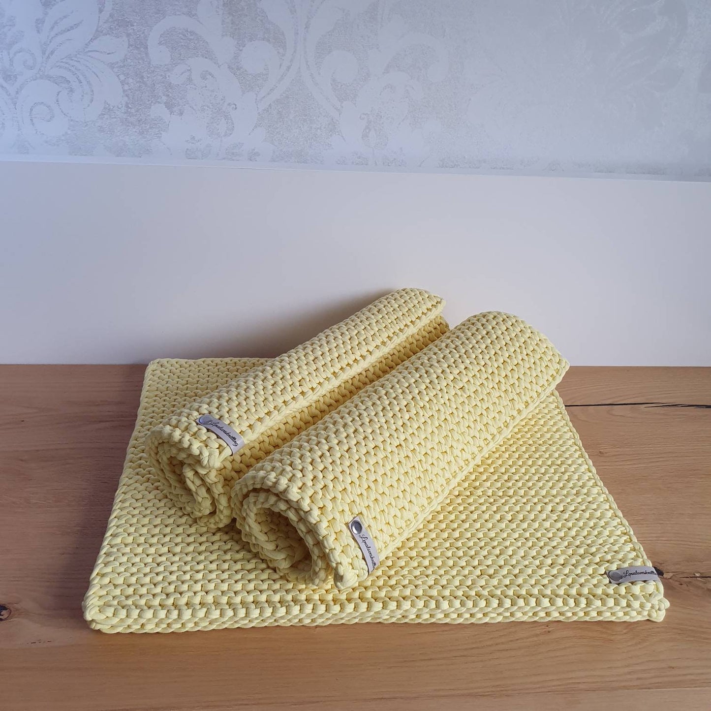 Tischsets Platzsets Gr. M Untersetzer Tischdeko gestrickt Baumwolle 100% recycelt