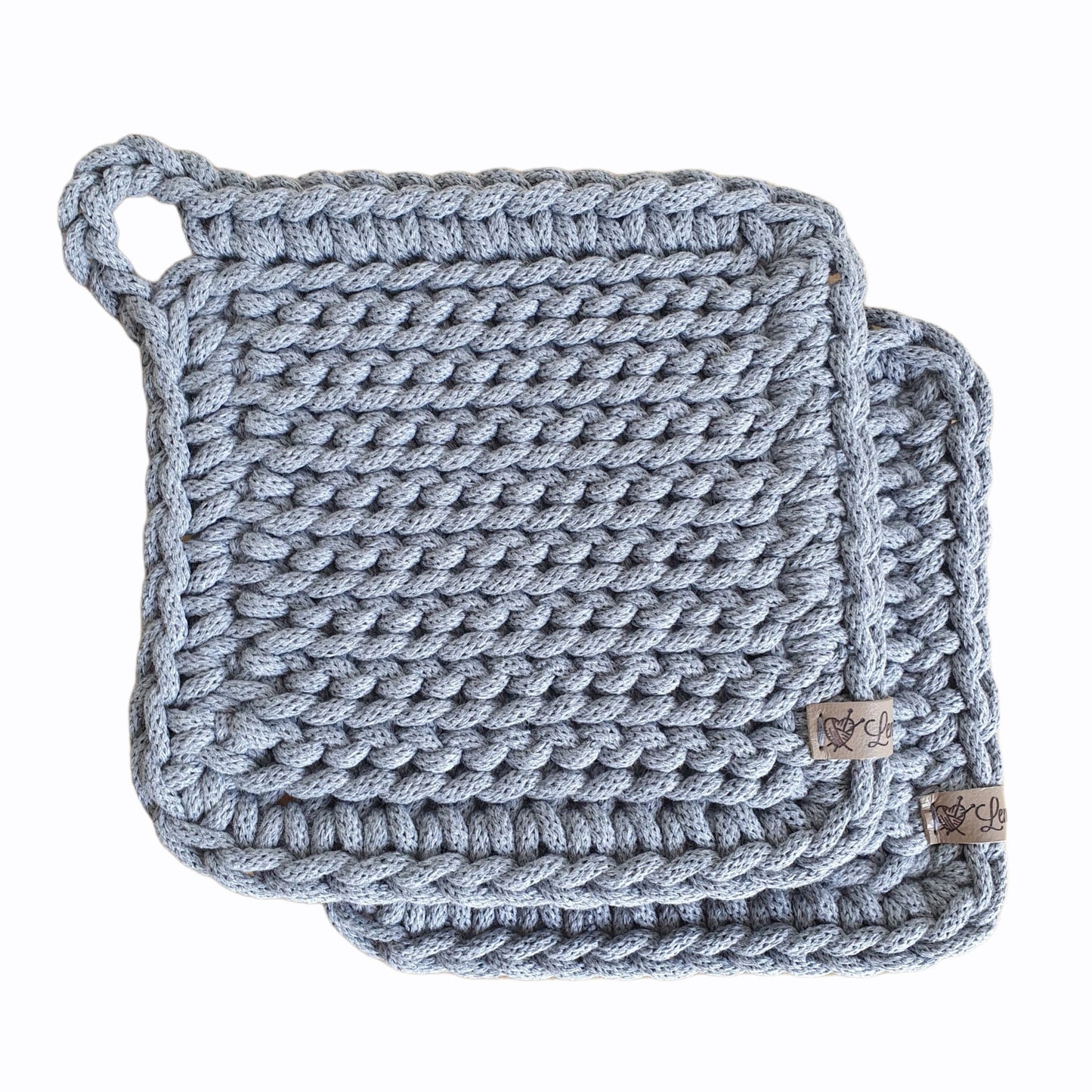 2er Set gehäkelte Topflappen Topfuntersetzer aus recycelten Baumwolle Untersetzer für die Küche